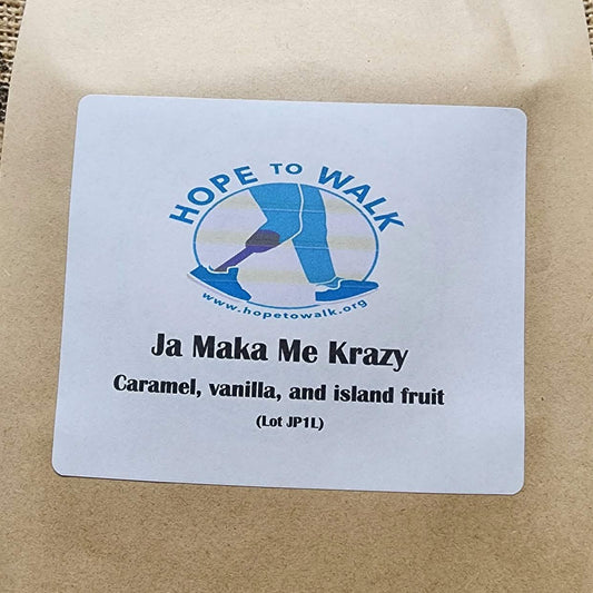 Ja Maka Me Krazy coffee bag, Hope to Walk edition, Legacy Farms