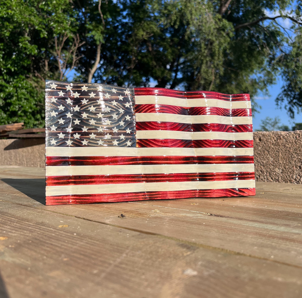Wooden American flag, second view