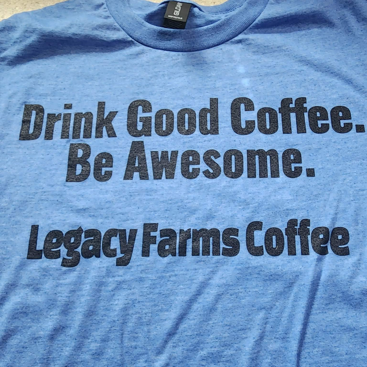 Legacy Farms Coffee t-shirt in Heather Blue
