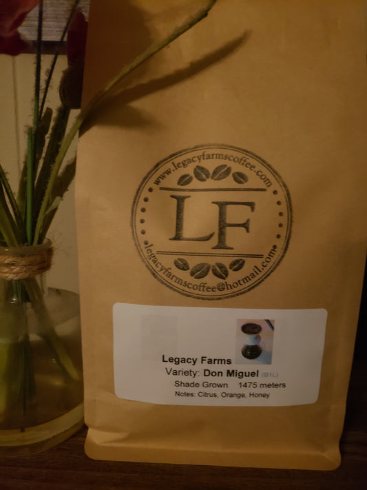 Don Miguel Bourbon coffee bag, Legacy Farms Honduras