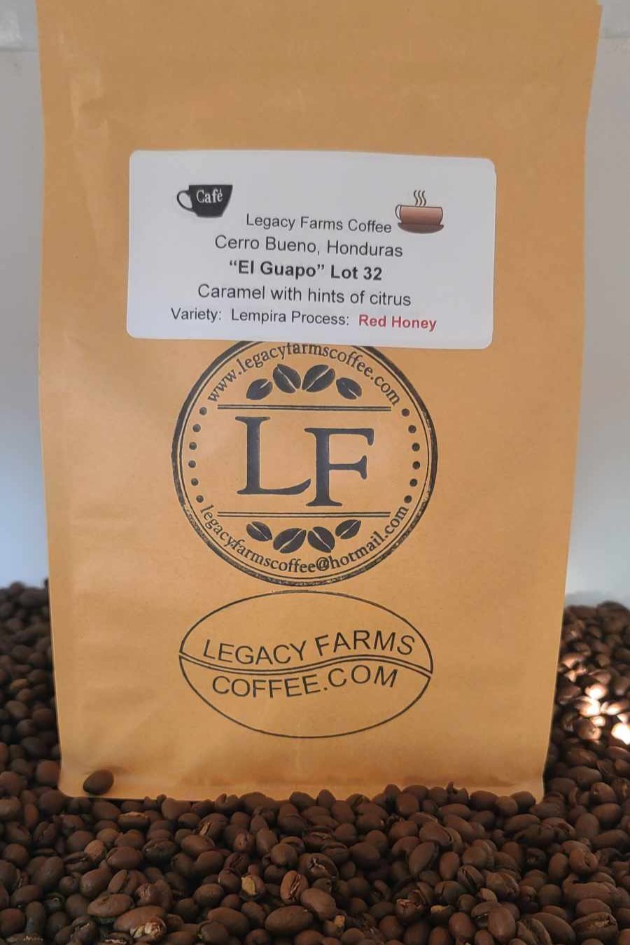 El Guapo Medium roast coffee bag, Legacy Farms Honduras