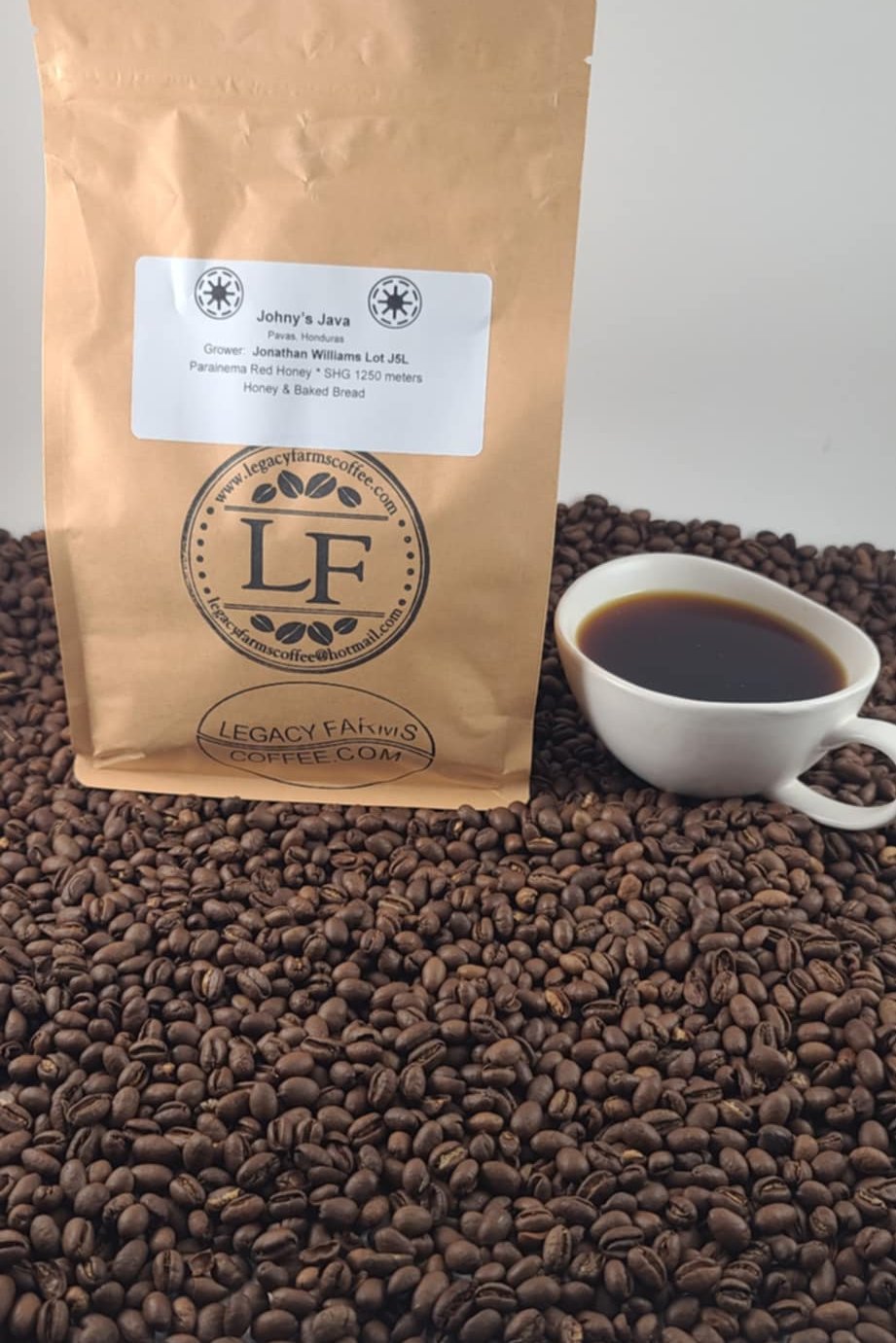Johny's Java coffee bag, Legacy Farms Honduras