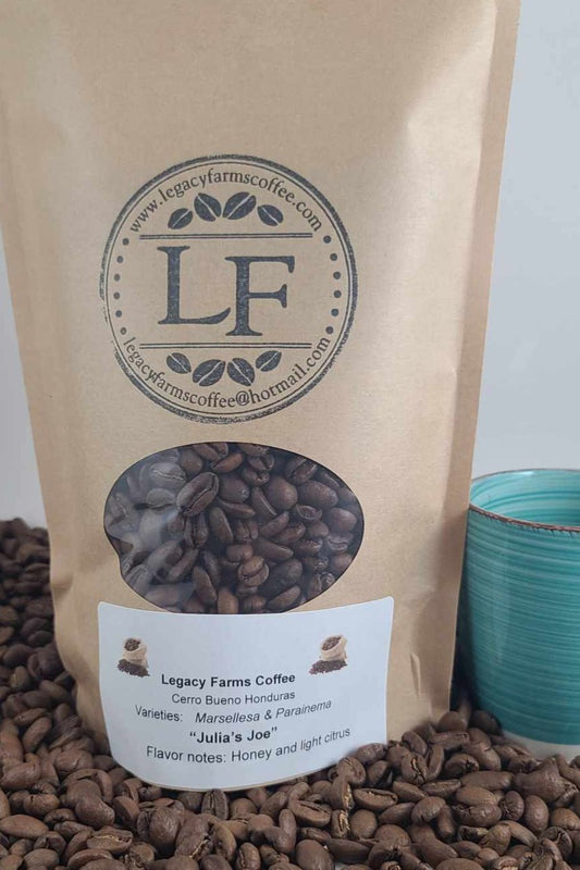 Julia's Joe coffee bag, Legacy Farms