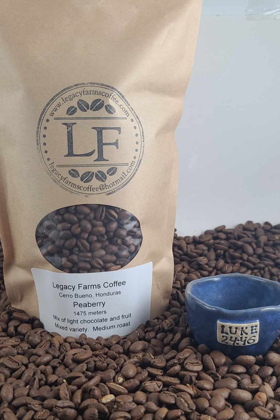 Peaberry red honey coffee bag, Legacy Farms Honduras