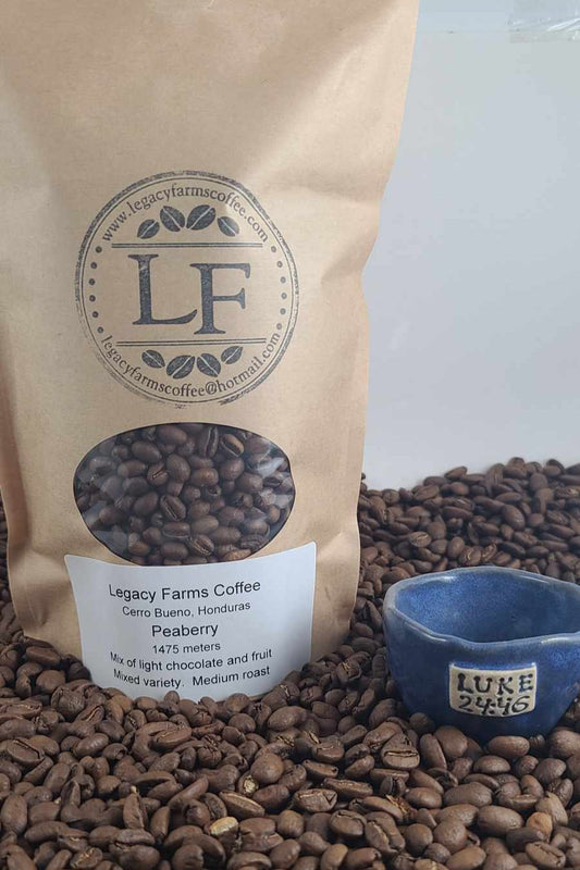 Peaberry red honey coffee bag, Legacy Farms Honduras