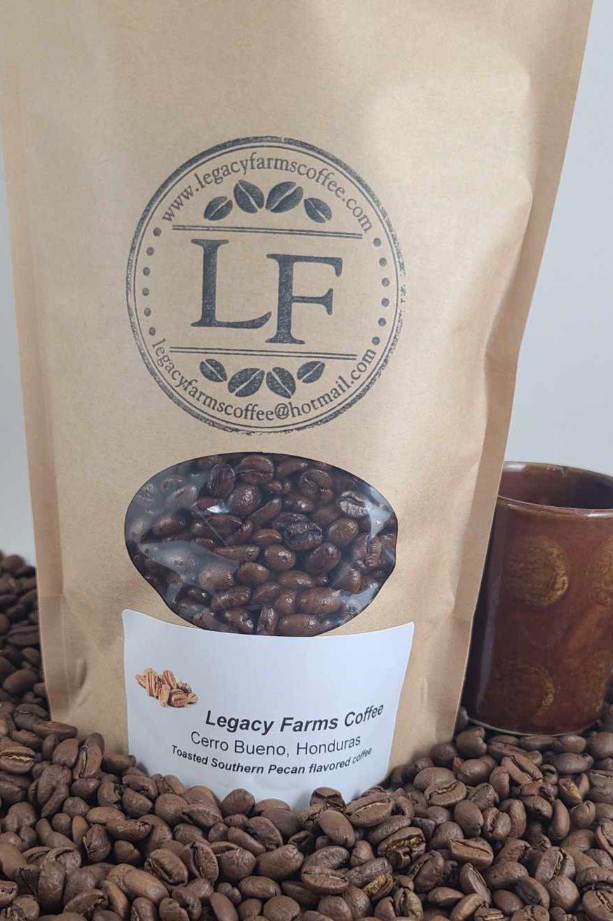 Southern Pecan flavored coffee bag, Legacy Farms