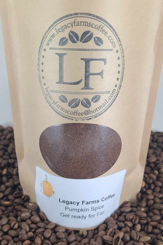 Pumpkin Spice flavored coffee bag, Legacy Farms
