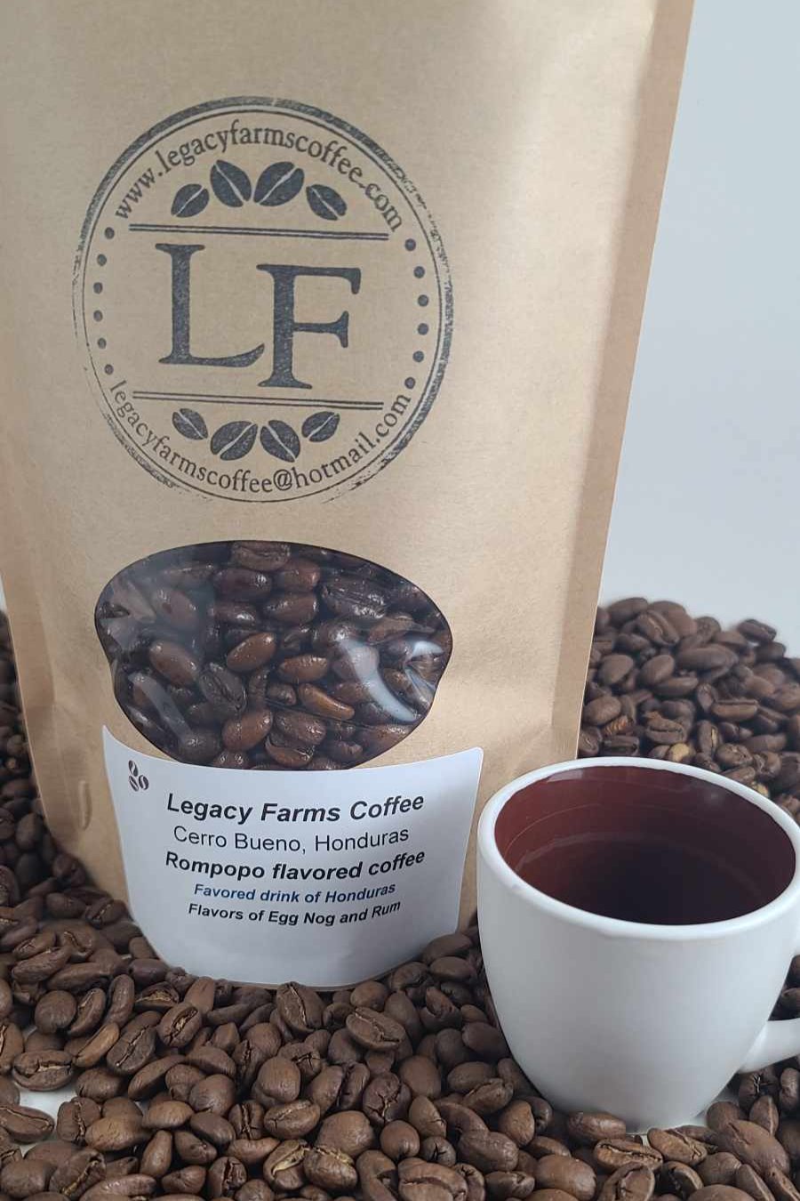 Rompopo flavored coffee bag, Legacy Farms